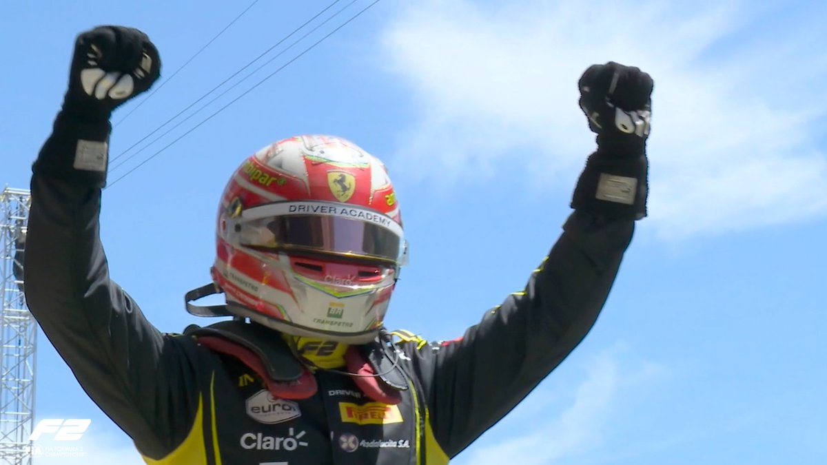 Formula2's tweet photo. That winning feeling 🥳☝️

#F2 #BarcelonaGP https://t.co/6faUZlJyFL