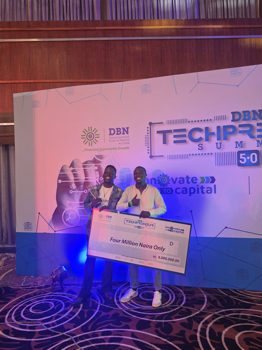 devFemzy's tweet photo. Development Bank of Nigeria @DevBankNG awarded us 3rd Position of 800 startups in Nigeria at the TechPreneur Summit 5.0 at Lagos Continental Hotel.

Grateful for this! Can only still be GOD!
@askonerrandly https://t.co/N4BZOY40pg