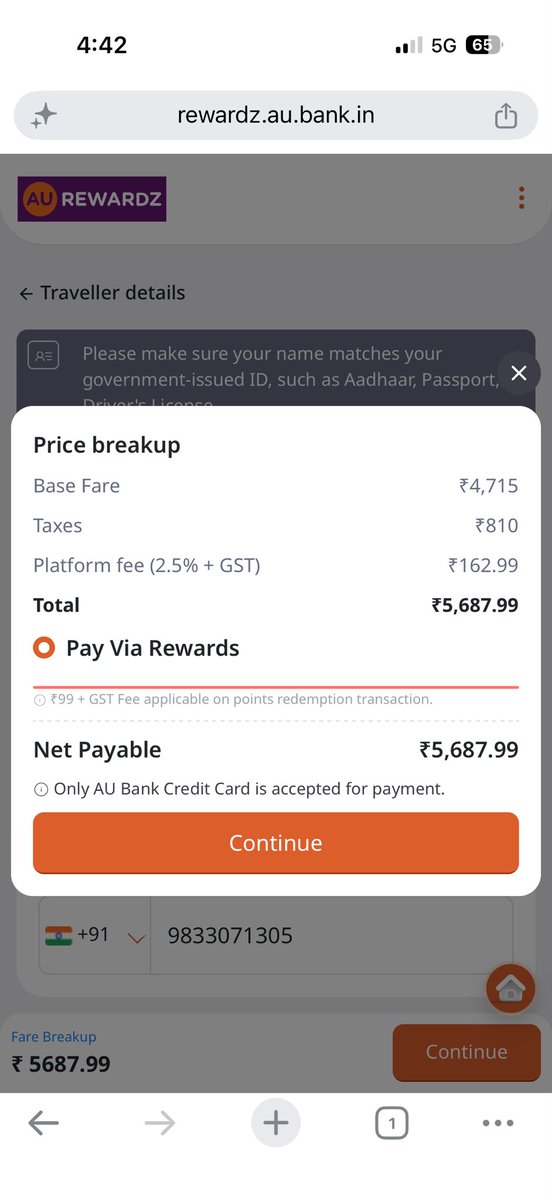 Ravi_JGD's tweet photo. Extremely disappointed with @AUSmallFinance Bank. Their misleading rewards portal tricked me into a flight booking and charged my credit card the full amount instead of using my points. I expect a FULL REFUND immediately for this unintended charge! @RBI @jagograhakjago #AUBank https://t.co/hSlC3hpQCl
