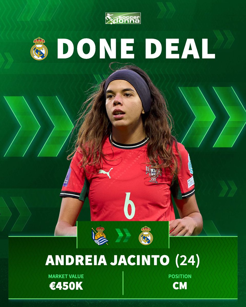 soccerdonna's tweet photo. Real Madrid announced the signing of Portugese international Andreia Jacinto from Real Sociedad. ✅🇵🇹 https://t.co/IMJ24rBWUp