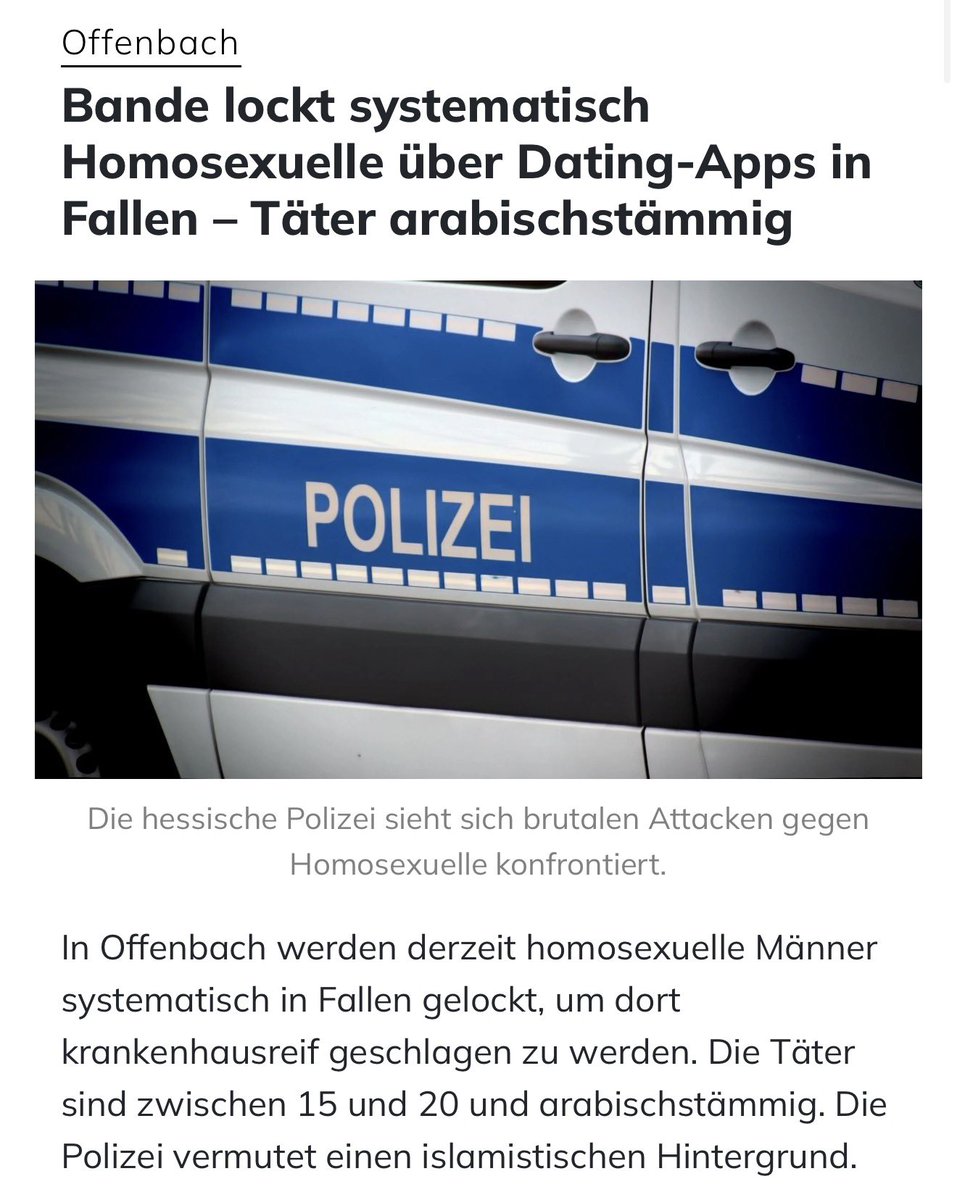 Georg_Pazderski's tweet photo. Willkommen im neuen, bunten und diversen Deutschland – genau so, wie Katrin Göring-Eckardt und ihre Grünen es sich immer erträumt haben. ❤️🌈

In Offenbach werden homosexuelle Männer jetzt systematisch in Fallen gelockt und von arabischstämmigen Jugendlichen (15–20) krankenhausreif zusammengeschlagen.

Das ist das wahre Gesicht der neuen „Vielfalt“.

Nicht Regenbogenfahnen. Sondern blutige Opfer.