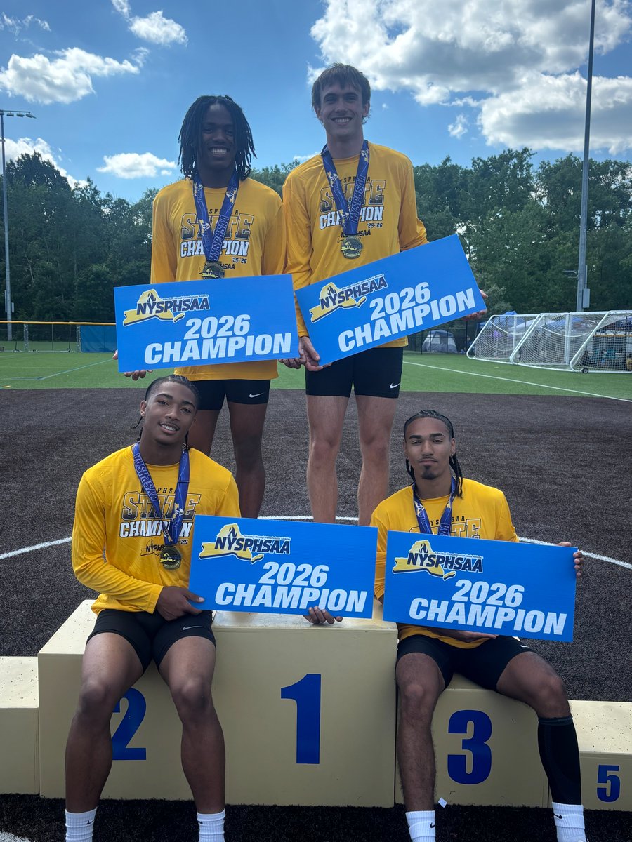WARWICK_WILDCAT's tweet photo. Congratulations to Warwick's Isaiah Gonzalez - Logan Conley - Quenten Liciaga - Luke Beattie who win 4 x100 M State Title this weekend in Webster, NY.  Go Wildcats! https://t.co/7wc0yBa2B3