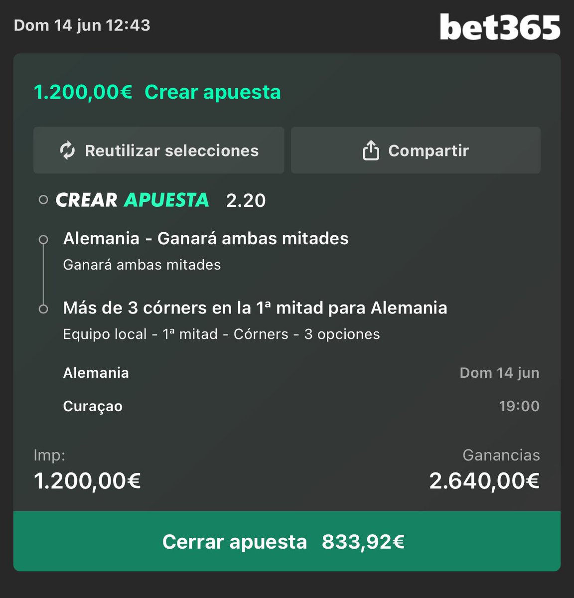 AlbertoPanther7's tweet photo. Y aquí si voy fuerte, Alemania debe dominar desde el primer balón de partido y esta combinada de 2 selecciones a una cuota así tiene un valor tremendo 🪎 https://t.co/mg72TyDOeS