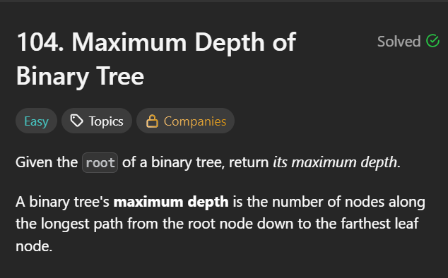 hemanyadav2005's tweet photo. Day 21/100 of #100DaysOfCode
- Problem Solved: 104.Maximum Depth of Binary Tree
- Topic Covered: Binary Tree
- Approach: Level-order Traversal
#Leetcode #DSA #Cpp #ProblemSolving https://t.co/DygB5BiCxU
