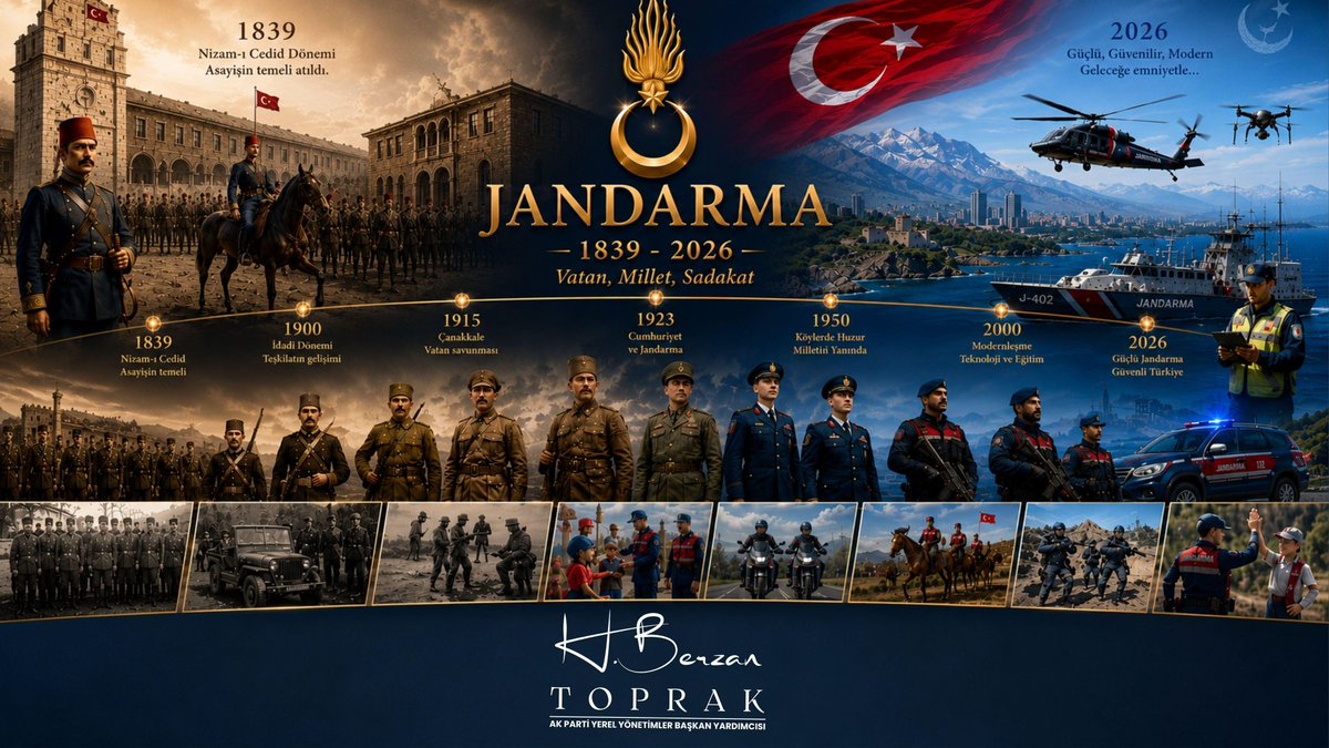 berzantoprak's tweet photo. Aziz milletimizin huzur ve güvenliği için 186 yıldır fedakârca görev yapan Jandarma Genel Komutanlığımızın kuruluş yıl dönümünü kutluyorum.

Vatanımızın her köşesinde büyük bir özveriyle görev yapan kahraman jandarmalarımıza şükranlarımı sunuyor, görevleri başında şehit düşen tüm güvenlik güçlerimizi rahmetle, gazilerimizi minnetle anıyorum. 🇹🇷

#Jandarma186Yaşında #TürkiyeYüzyılı