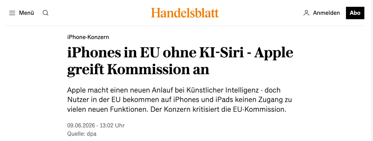 NeoliberaleA's tweet photo. Wie man die jungen Menschen gegen die EU aufbringt.

Die EU zwingt Apple zu einer vollständigen Öffnung seiner iPhones und iPads für KI-Assistenten anderer Anbieter. Das wäre es gewesen mit dem Datenschutz und der Privatsphäre. 

Handelsblatt: Apple habe der Kommission die Risiken eines „wirklich uneingeschränkten“ Zugangs von Assistenten anderer Anbieter zum gesamten Betriebssystem und allen Informationen erklärt, sagte Marketingchef Greg Jozwiak. „Aber sie haben unsere Bedenken komplett zurückgewiesen.“

Liebe EU, wenn ich mir ein Apple Produkt kaufe, dann gerade AUCH, weil ich mir den entsprechenden Datenschutz wünsche. Ihr müsst mich nicht vor Unternehmen "schützen", deren Produkte ich FREIWILLIG kaufe. 

Das Ganze macht mich schon wieder so wütend.