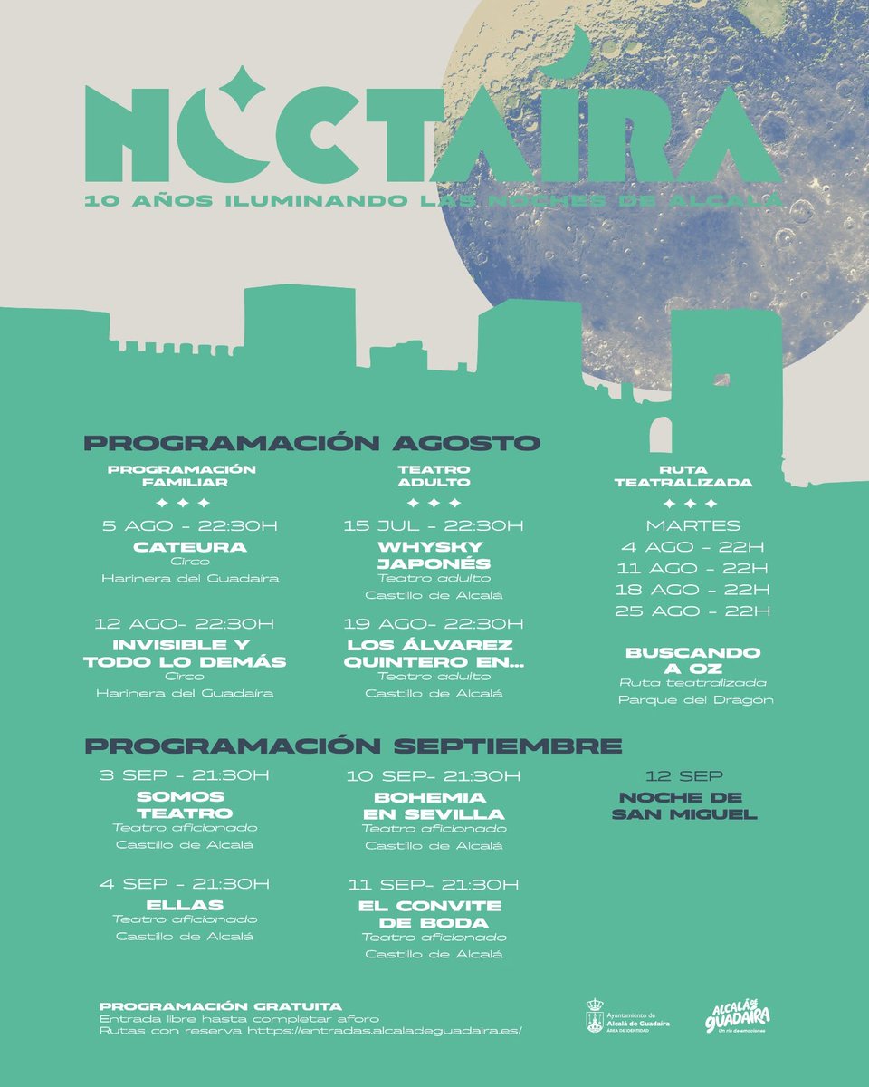 turismoguadaira's tweet photo. 🌙 NOCTAÍRA 2026 ✨

🔟 La décima edición de Noctaíra vuelve con conciertos, rutas, teatro, flamenco, actividades familiares...

🎟 A partir de mañana se podrán adquirir las entradas para los conciertos inaugurales de David Civera y Nena Daconte.

🎫  https://t.co/VJGOQmTyVb https://t.co/uNLFg8e9oL