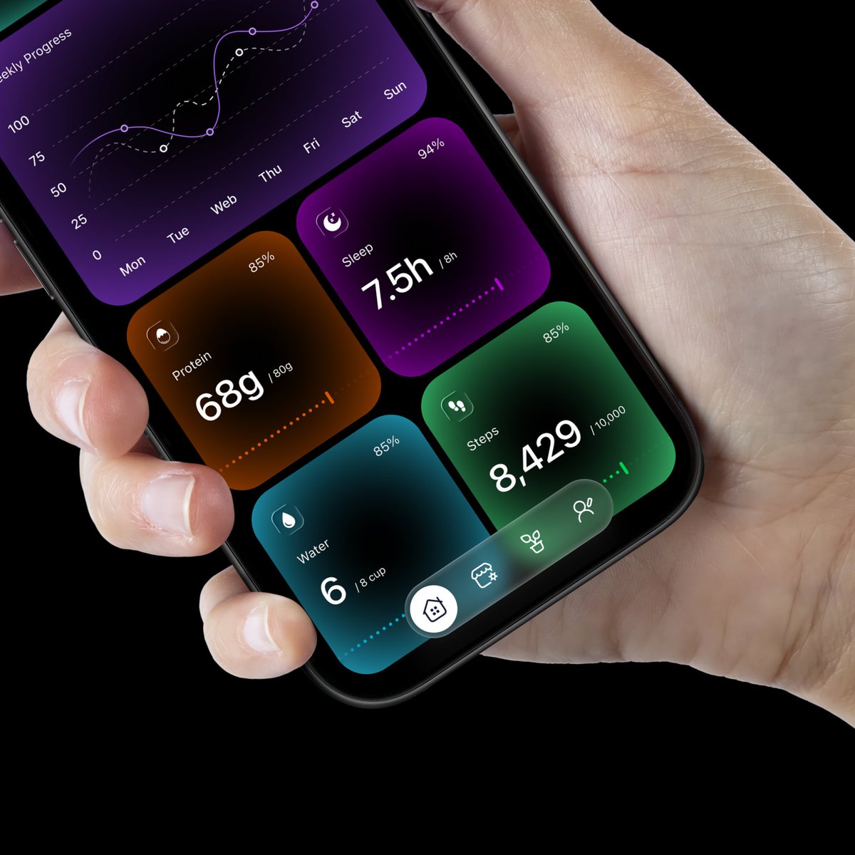 gridfoxagency's tweet photo. Designed a health &amp; fitness mobile app concept focused on smarter wellness tracking. 📈

Track calories, sleep, hydration, protein intake, and daily progress through a clean, data-driven dashboard experience.

#HealthApp #FitnessApp https://t.co/LHxCoTjg7w