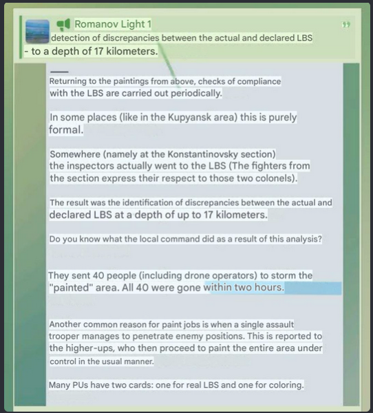 justincbzz's tweet photo. This is what a literal russian war propagandist has to say about the war maps, which is why again, outside DS map, Andrew's map and the other similar ones like UAControl's or Majakovsk, there's nothing but shit. 

If you're not able to properly interpret a geo and are just blindly painting shit, are not able to develop sources and you base your shit on RUMINT from Telegram or literally advances you made up out of thin air, what you will end up with is shit, and you're gonna paint shit back and forth like an ape as geos appear that disprove your previous coloring.

There's a reason the maps with the least amount of changes this year are DS and Andrew's. Because they don't blindly paint shit because of one video or another, they wait for context or have the connections to get the context from closed resources.

If you're an idiot you can call this bias towards Ukraine, but this is what that idiocy leads to, to literal russian propagandists calling you out. 

For example right now many moron "mapper" accounts are telling everyone Lyman is about to fall (russians have  no real solidified presence within 10km of the city) or that Kostanka is mostly RU (despite significant RU infiltrations, most of the city is still UA held).