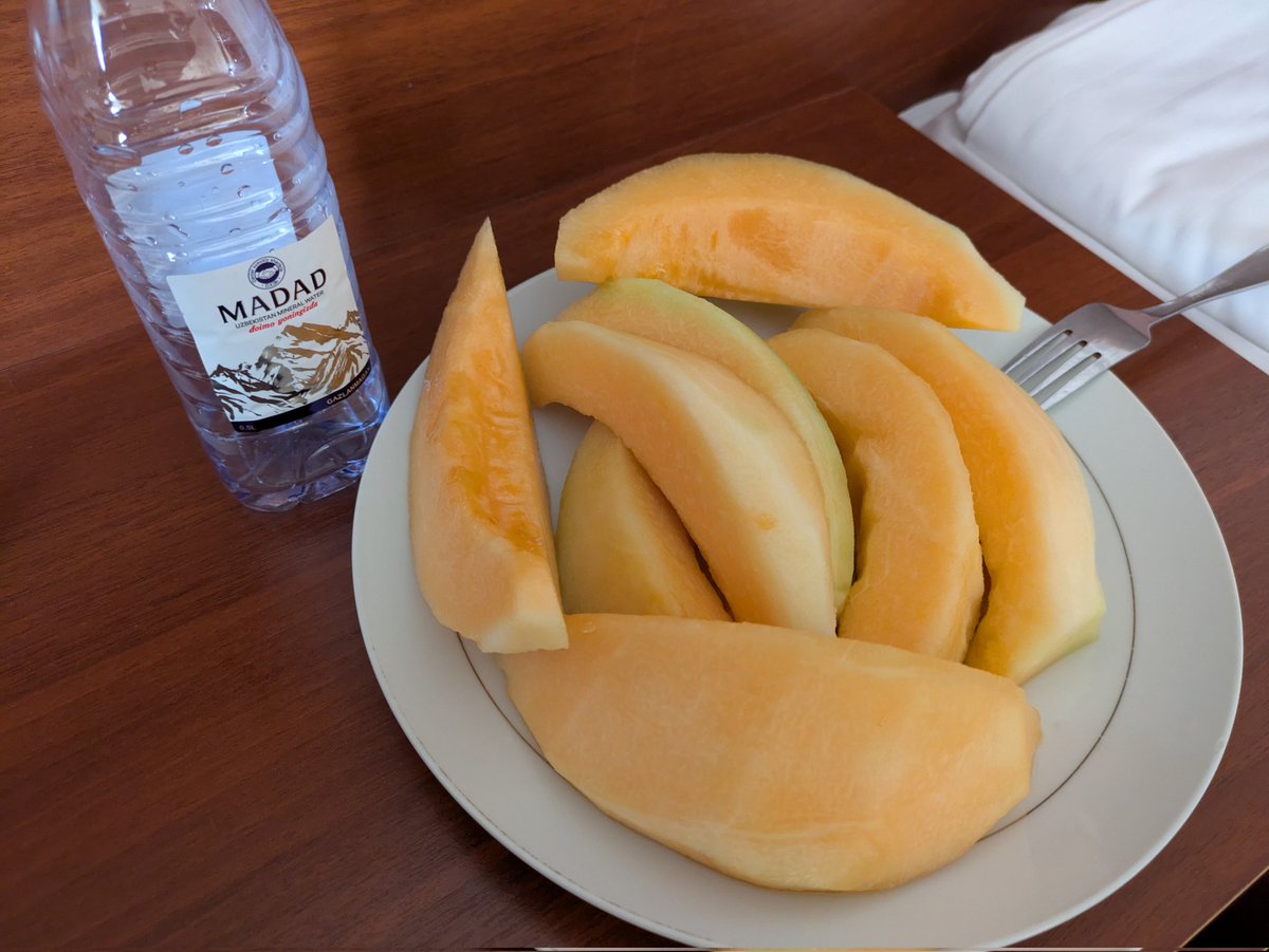 Avispafight's tweet photo. タジキスタン🇹🇯ペンジケントに滞在中
子供の頃メロンを嫌というほど食べたい🍈という夢がついに叶った🎉
さくらんぼ🍒も朝どれを道端で売ってる中央アジアは果物天国

今日は冨安ユニで🇺🇸に念を送る。宿のイタリア人達陽気なんだけどちょっと寂しそう　🇯🇵⚽️冨安選手が怪我なく活躍しますように🙏 https://t.co/9bsKhVL9Qd