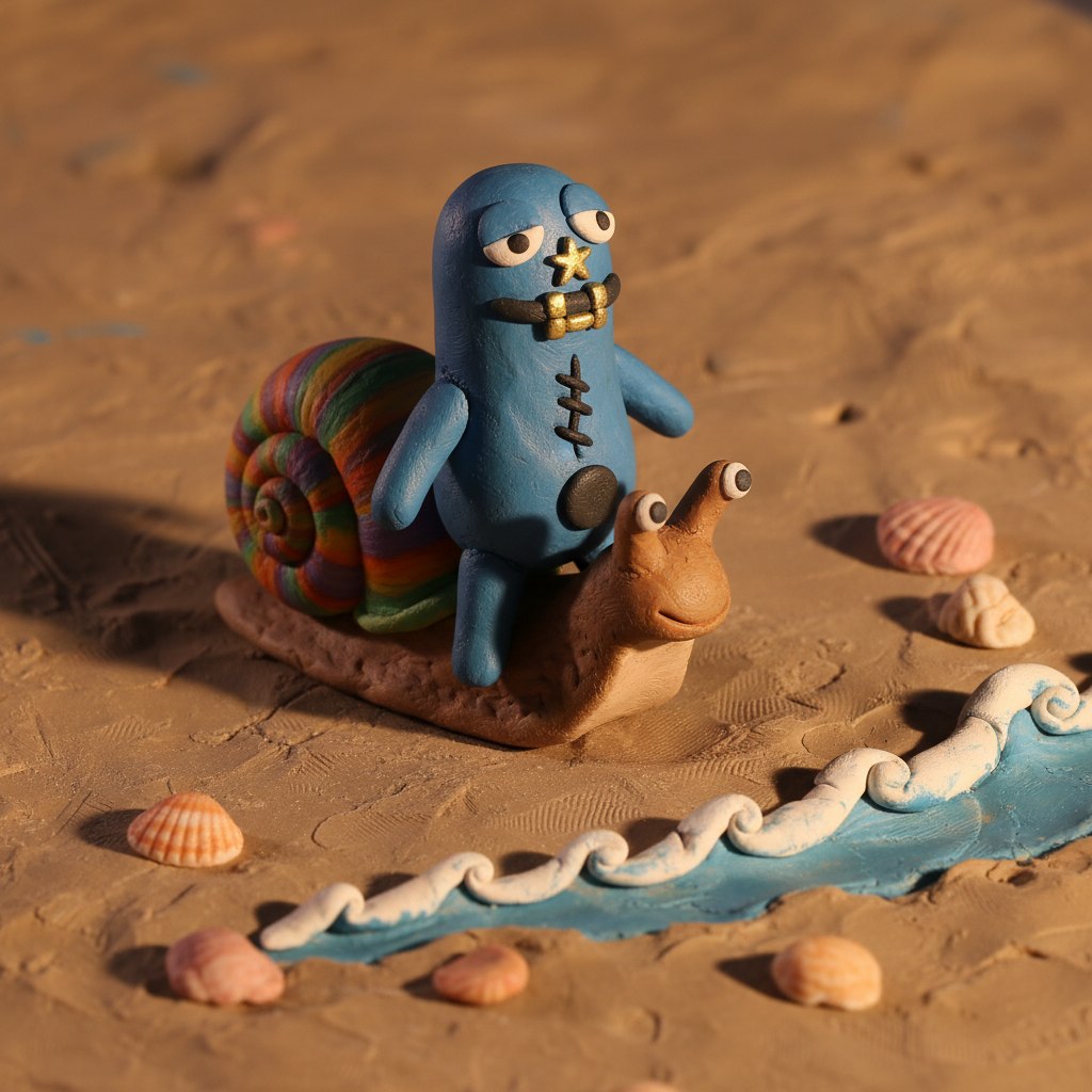 logistik2008's tweet photo. just a lil guy taking his snail f0r a ride  @just_t00ns 
handmade clay diorama. stop m0ti0n energy... https://t.co/ZWU9OfTCat