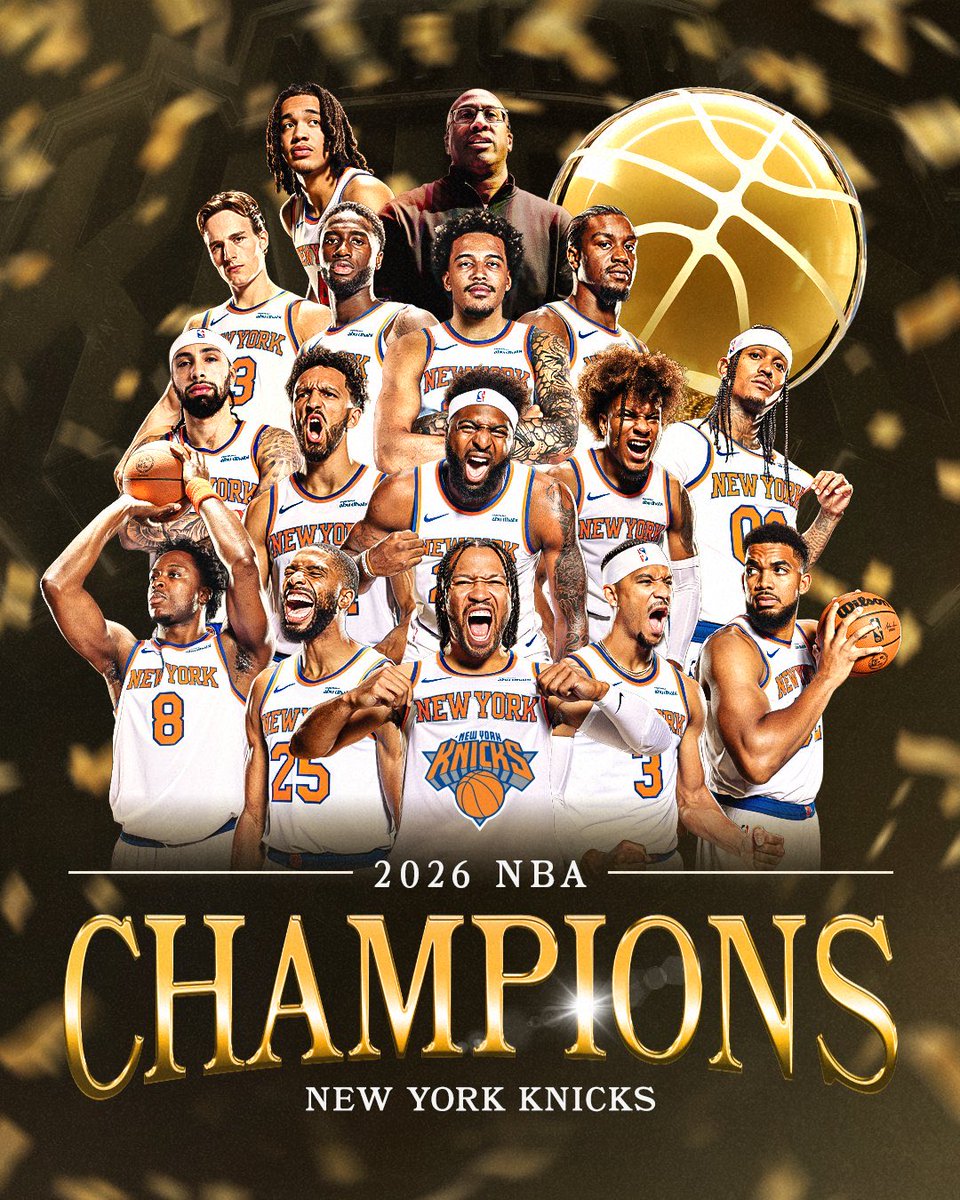 ITSEYEGEE's tweet photo. For the first time in 53 years the NY Knicks bring home the Larry O’Brien Trophy with a legendary performance from Brunson : 45 pts 3 rebs 3 asts and 2 stls https://t.co/nSultGxTtJ