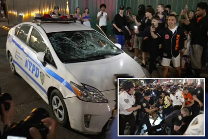 BarryMoore70635's tweet photo. After the Knicks won in New York what damage was done by rioting fans in the streets of Manhattan? 

Use right leaning sources.

GROK says:

After the New York Knicks won their first NBA championship in 53 years (defeating the San Antonio Spurs 94-90 in Game 5 of the Finals on June 13, 2026), celebrations in Manhattan streets—especially around Madison Square Garden and Times Square—turned chaotic. Some fans engaged in destructive behavior, though most celebrated peacefully. 
https://t.co/tRiz44wQwD

Right-leaning sources such as the New York Post and Fox News reported the incidents in detail, describing "out-of-control," "crazed," and "maniac" fans who caused property damage, primarily to vehicles and public infrastructure. 
https://t.co/tRiz44wQwD

Key Damage and Incidents (per NY Post and Fox News)

•NYPD police vehicle smashed: Fans jumped on top of a white NYPD cruiser outside Madison Square Garden and smashed its front windshield. Videos captured two individuals stomping and breaking the glass. 
https://t.co/4LMo6N0ZBH

•School buses and MTA buses damaged/destroyed in Times Square: Rowdy groups climbed onto and overtook multiple orange school buses and an MTA bus after midnight. Instigators ripped the front paneling from the engine compartment of at least one bus, swung the debris around (to crowd approval), and spiked parts onto the street. Fans also dismantled barriers while perched on the buses. 
https://t.co/MAVOAPYlkk
https://t.co/TfJoR86B4r

•Other vehicle damage included fans jumping on and damaging a car on 9th Avenue. Similar patterns (e.g., smashed taxis) occurred in earlier series games. 
https://t.co/tRiz44wQwD

•Fires and smoke: Fans ignited fires in the streets near Bryant Park, producing visible smoke. Fireworks and smoke bombs were also set off in Midtown. 
https://t.co/tRiz44wQwD

•Broader chaos: Extensive traffic blocking, climbing of poles/scaffolding/light poles, and crowds surging through intersections. A teenager was shot in the left foot in Times Square around 2 a.m. amid the mayhem (police recovered a firearm and detained three people of interest; this was not described as targeted fan-on-fan violence but part of the overall disorder). 
https://t.co/TfJoR86B4r

Arrests and Police Response

NYPD deployed officers in riot gear and on horseback. Multiple arrests occurred for assault on a police officer, disorderly conduct, obstructing governmental administration, and petit larceny. Exact totals were pending early reports, but "several" people were taken into custody, with some handcuffed and removed from the scene. One veteran officer told the Post he had never worn riot gear in 20 years on the job until this event. 
https://t.co/tRiz44wQwD

Knicks owner James Dolan urged fans to "celebrate safely." 
https://t.co/tRiz44wQwD

These reports from the New York Post and Fox News emphasize the rapid shift from ecstasy to violence by a disruptive minority, contrasting with smoother celebrations in past championship wins elsewhere. No widespread reports of building looting, major structural damage, or huge monetary estimates emerged—damage centered on vehicles and street-level property. Similar (though sometimes less severe) rowdiness happened after prior games in the series, including after Game 4. 
https://t.co/TfJoR86B4r

Overall, while iconic for Knicks fans ending a 53-year drought, the street scenes included notable vandalism by some revelers.