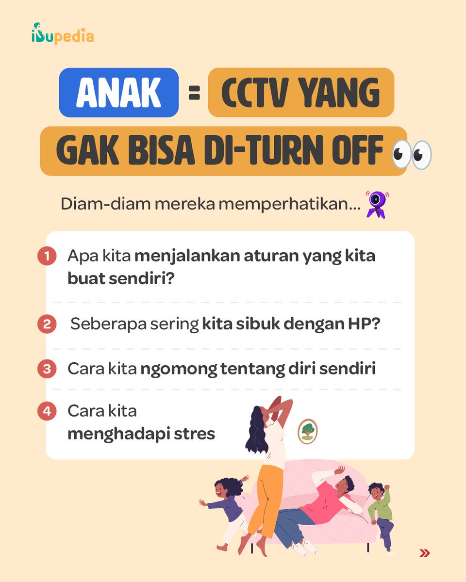 Ibupedia's tweet photo. Kalau CCTV yang ini nyala terus, siap merekam sikap Parents sehari-hari 📸

Dari cara ngomong sama diri sendiri, sama pasangan, sampai janji-janji yang pernah diucapkan. Semua bisa dicatat sama si Kecil. Yuk kasih contoh yang baik-baik 👌🏼 https://t.co/ApDBZg033t