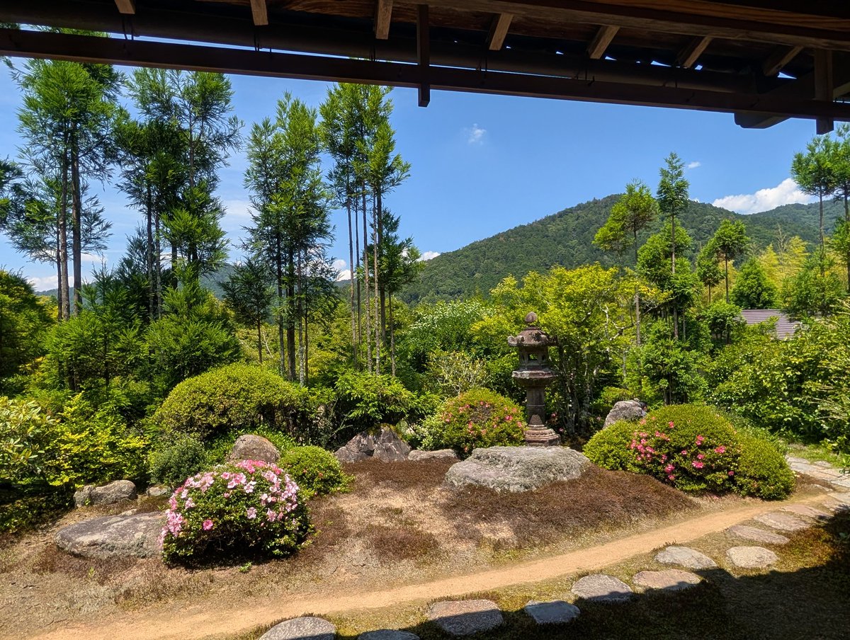 sugarHigh2019's tweet photo. 苔庭めぐり２．
三千院の次は実光院。
小さいながら契心園、旧理覚院と２つの庭園があり。

契心園は池と石垣や築山が緑豊かに囲まれてコンパクトにまとめられ美しい。

旧理覚院は大原の山々を借景にしながら歩けます。

なぜサヌカイトがある！
声明を練習するための楽器として使っていたらしい https://t.co/MqiRbNGkVV