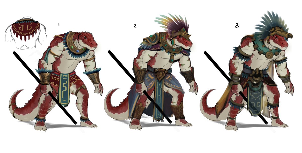 Inhus_Art's tweet photo. Design exploration and final character art for Tonatiuh secondary outfit, a more loose one made for every day wear. https://t.co/rSGnYDAzAd