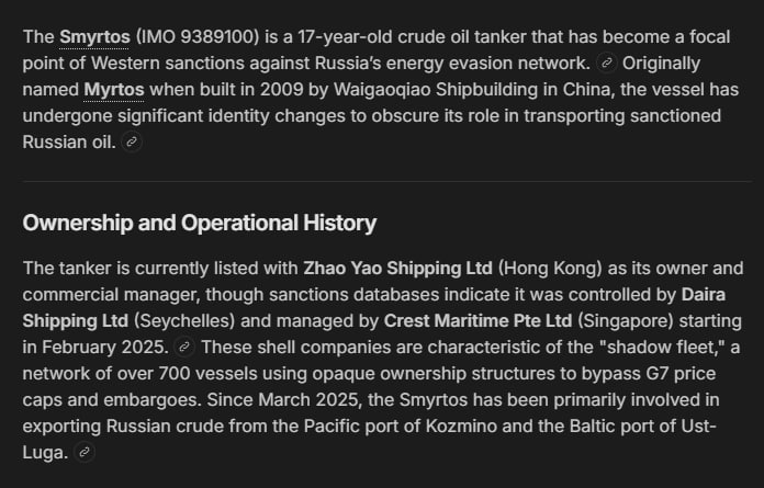 MQaveli's tweet photo. @UKDefJournal It's owner i s out of Hong Kong, controlled by Daira Shipping Ltd (Seychelles) and managed by Crest Maritime Pte Ltd (singapore) and is currently registered to Zhao Yao Shipping Ltd Hong Kong. You don't mention any of this. https://t.co/19UXTPH5CS