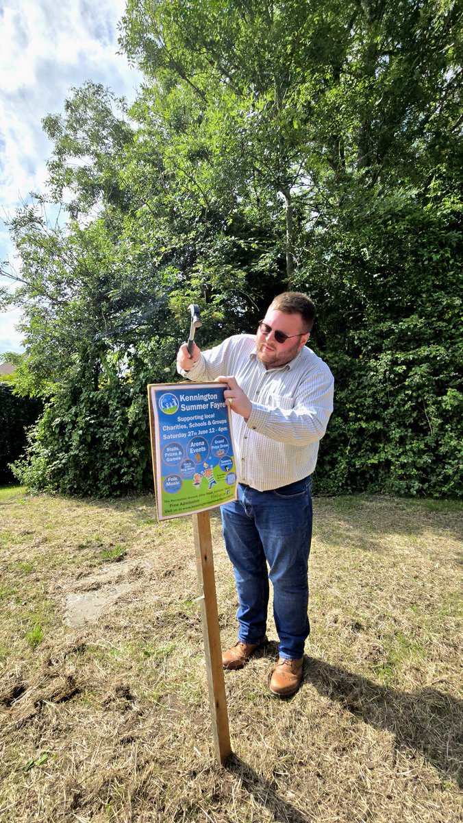 MatthewJBridger's tweet photo. Great to spend today supporting the Kennington Summer Fayre team, helping put up signs across Ashford to advertise this fantastic community event.

The Kennington Summer Fayre takes place on:
📅 Saturday 27th June 2026
📍 Ulley Road, Kennington
⏰ 12pm – 4pm

Expect a great afternoon packed with:
✨ A variety of stalls
🍔 Delicious food and sweet treats
🎯 Games and activities for all ages
🎪 Exciting arena events
👨‍👩‍👧‍👦 Fun for the whole family

Be sure to pop along and support this wonderful community event!

#Kennington #Ashford #Kent #KenningtonSummerFayre @followers