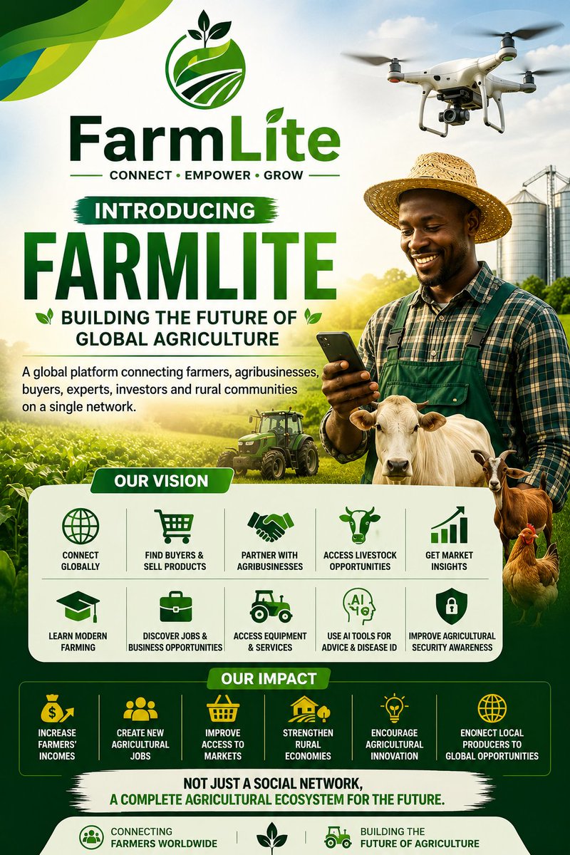 FarmliteApp's tweet photo. 🚜 Building FarmLite.

A platform connecting farmers worldwide.

🌍 Connect. 📈 Grow. 🤝 Trade.

#FarmLite #AgriTech https://t.co/H8OVEXcgG6