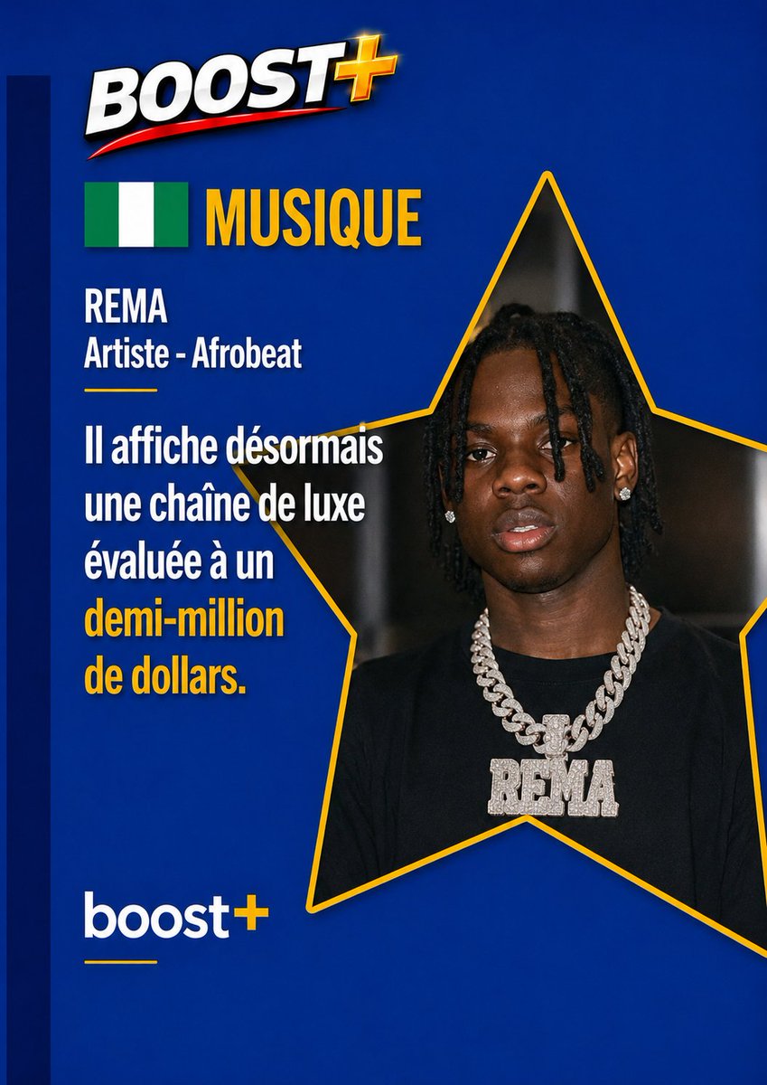 coolartmc's tweet photo. 🇳🇬 MUSIQUE
REMA
Artiste - Afrobeat

Il affiche désormais une chaîne de luxe évaluée à un demi-million de dollars.

#Boost+
#rema
#afrobeat

https://t.co/XdCdnmBJBL https://t.co/mODYjXvWUc