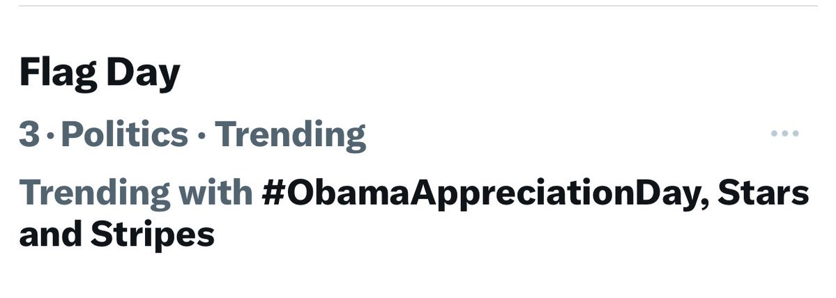 AngelaLark66613's tweet photo. Number 3: trending on Twitter 
💙🙌🏼🙌🏼💙
#ObamaDayJune14 
Because the world knows who the true patriotic President is 💙 https://t.co/2kluKueyDd
