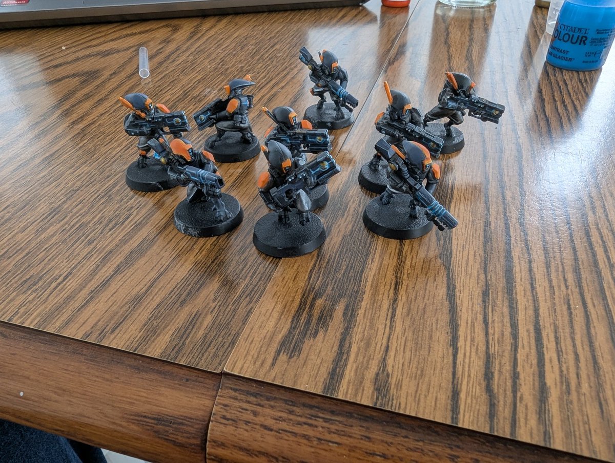 cunningman31's tweet photo. @SJaykobb @schizothotep Not a lot of contrast paint on these, but a lot of dry brushing to help get the early definition was inspired by the slap chop stuff. 

I'm gonna try the makeup sponge technique on some suits next cause I don't have an air brush. https://t.co/AUnrHdjLB5