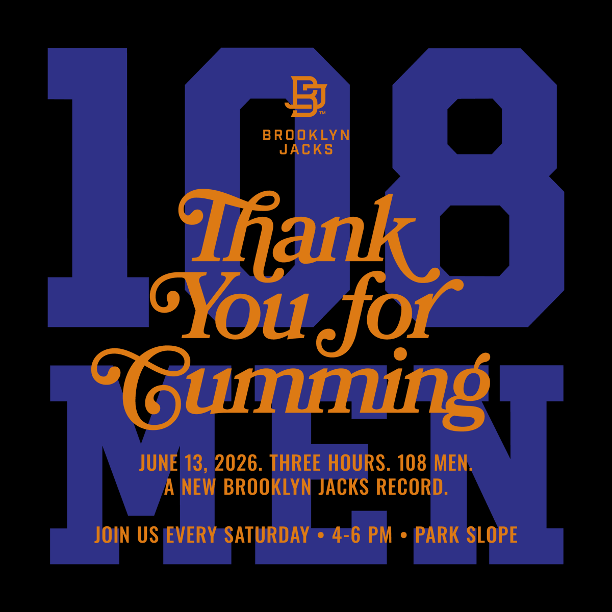 brooklyn_bators's tweet photo. Yesterday, 108 guys showed up to stroke. That's a new Brooklyn Jacks record.

Thanks to everyone who packed the room, brought the energy, and made June 13 one for the books.

Next Saturday, we do it again. 🍆🔥 https://t.co/5lsJg0tgAp