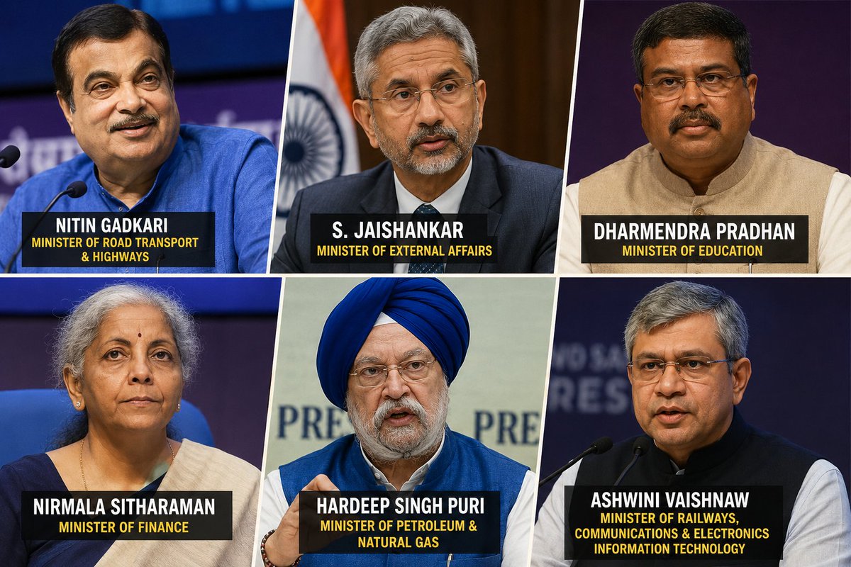UnreservedMERIT's tweet photo. BJP doing things in style :- 

> Nitin Gadkari 's Work ethics - exposed by ethanol and collapses 

> S Jaishankar's red eyed Diplomacy - exposed in current global crisis and deaths of Indians 

> Dharmendra Pradhan - exposed by CBSE , NTA , SSC , NEET .

> Nirmala Sitarman 's Economics - exposed by dollar prices .

> Ashwini vaishnav 's REELBAZI - exposed by train collisions 

> Hardeep Singh Puri 's talent - Exposed by petroleum vaccum and current fuel crisis .