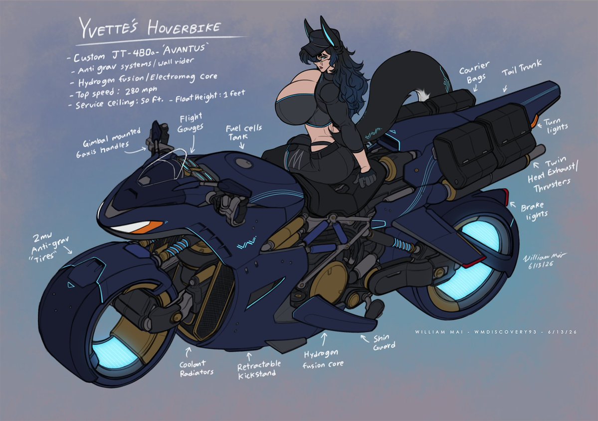 WMDiscovery93's tweet photo. Had an urge to make a bulgy lady so here she be! Meet Vyette! Data courier, biker and occasional escort! ^^ https://t.co/VTBwbVBskN