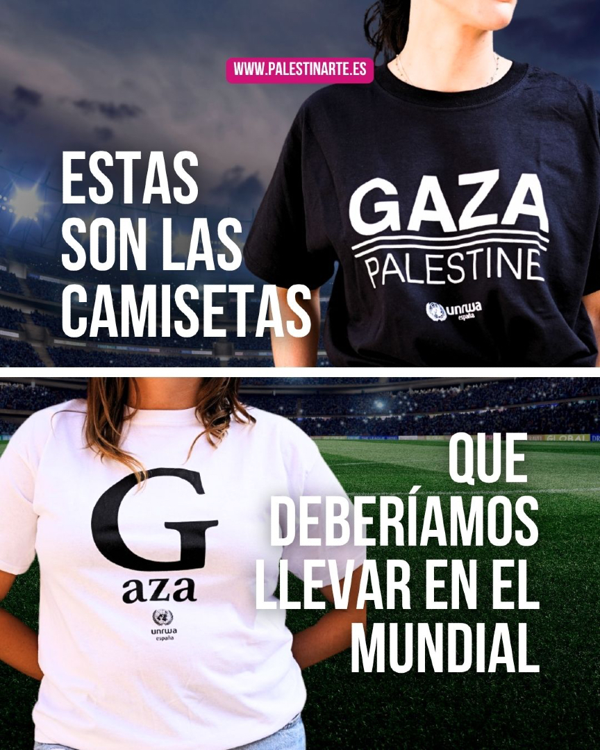 UNRWAes's tweet photo. Que ningún gol nos haga olvidar.

Mientras el mundo mira el mundial de fútbol, nosotras miramos a Palestina. ¿Y tú?

Consigue tu camiseta en 👉 https://t.co/E1CQXwehNf https://t.co/kLpfunG0MO