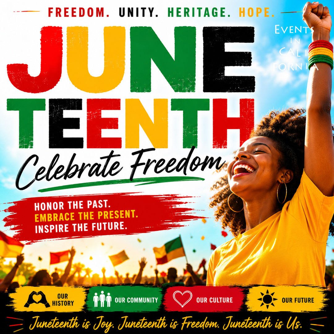 EventsInCali's tweet photo. Juneteenth Events &amp; Celebrations in California | Celebrating Freedom!

#Juneteenth #california #events #festival #losangeles #sanfrancisco #parade #BlackCulture #EmancipationDay #activities #community #AfricanAmericanHistory #food #family #oakland #concert
https://t.co/wBxozvSElt https://t.co/jZOCsrFapE