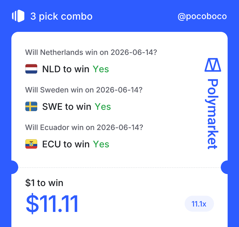 chandan28882's tweet photo. I just built a combo on @Polymarket.

Trade against me: https://t.co/QFCHdPt7hk

#polymarketsports #Fifa_worldcup2026 https://t.co/Yah5qPBkdo