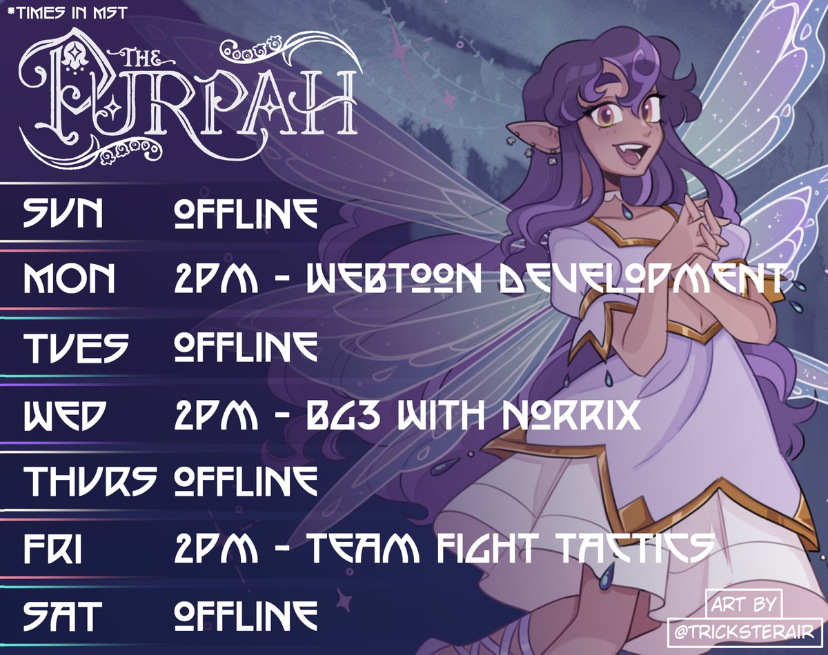 PurpahVT's tweet photo. ✨6/14 - 6/20 Streaming Schedule✨ https://t.co/WJW8z14uWu