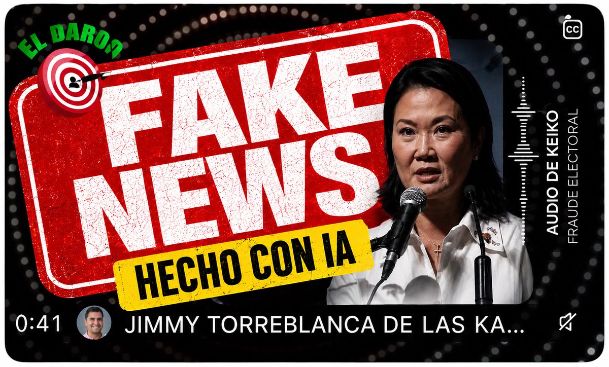 warriorperuvian's tweet photo. Los rojos del "El Dardo" sacan un audio hecho con IA donde difaman a Keiko Fujimori y un supuesto fraude Electoral en complicidad con los Estados Unidos.
No sé dejen engañar. https://t.co/v7G2Tq0M4Z