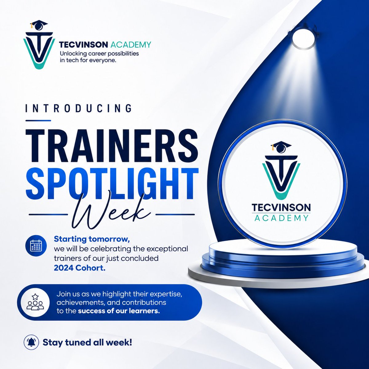 Beautifier851's tweet photo. 📢 TRAINERS SPOTLIGHT WEEK starts tomorrow!

We're celebrating the amazing trainers behind the success of our 2024 Cohort. 🌟

Join us as we showcase their expertise, achievements, and contributions to empowering the next generation of tech professionals.

Stay tuned! 🚀 https://t.co/3Q51mM9VXU
