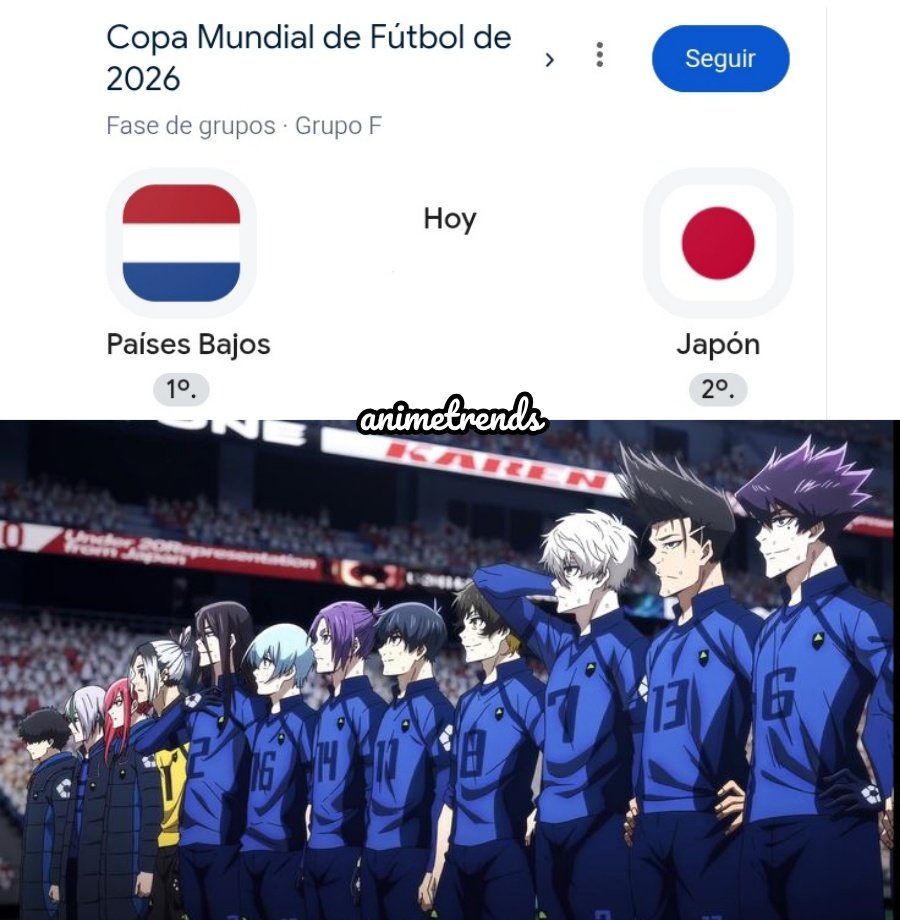 AnimetrendsLA's tweet photo. Si Japón le gana a Holanda la popularidad del Blue Lock aumentará 50 veces esta noche. https://t.co/kutmjZSaUy