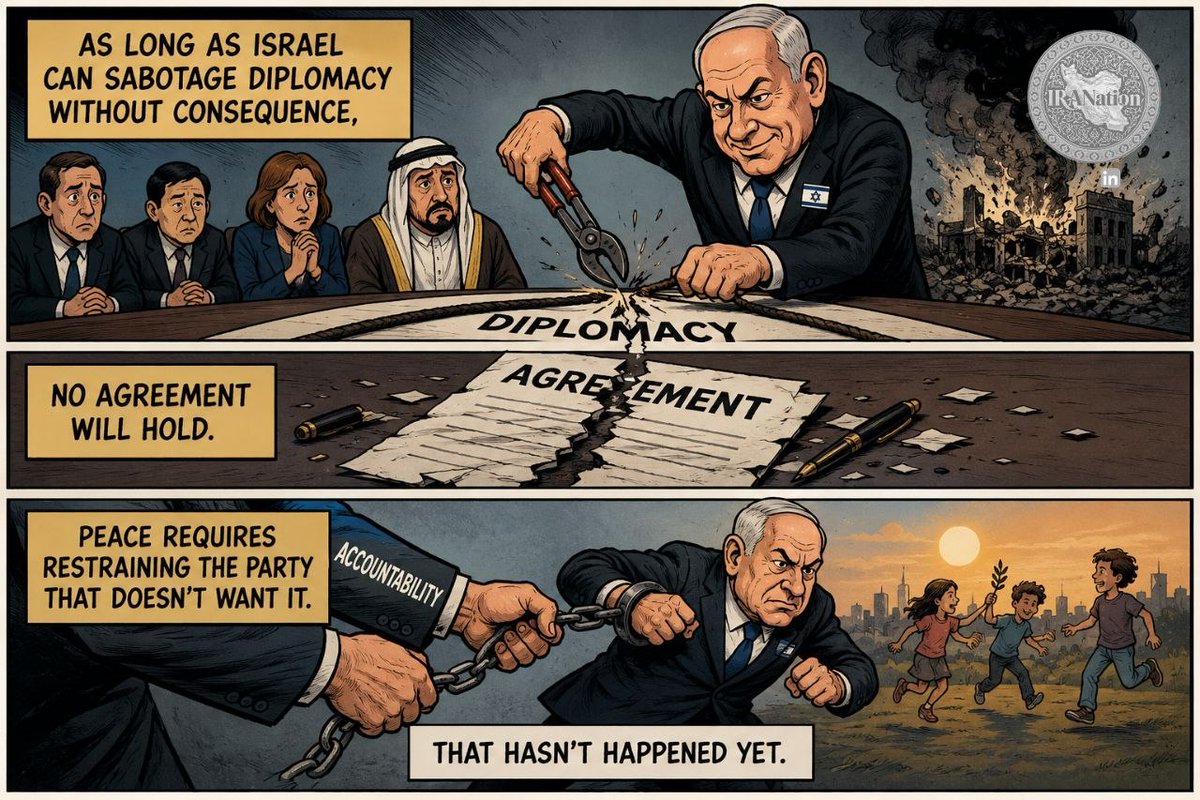 IRANation_'s tweet photo. If one side can sabotage diplomacy without consequence, every #agreement becomes temporary. Lasting peace requires accountability and restraint for those who undermine it. Until that changes, peace will remain a promise, not a reality https://t.co/iRm3xhQZrF