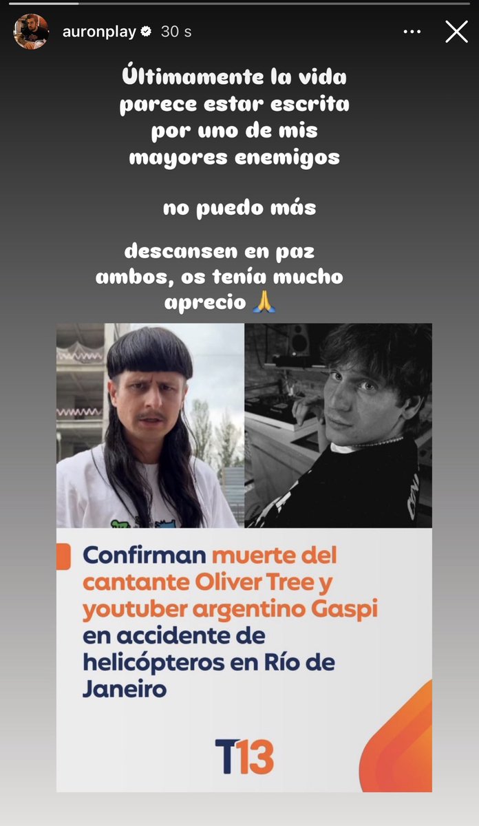 DailysAuron's tweet photo. 📲|| Auron vía Instagram Stories, que en paz descansen🙏 https://t.co/1ePmnLKRTI
