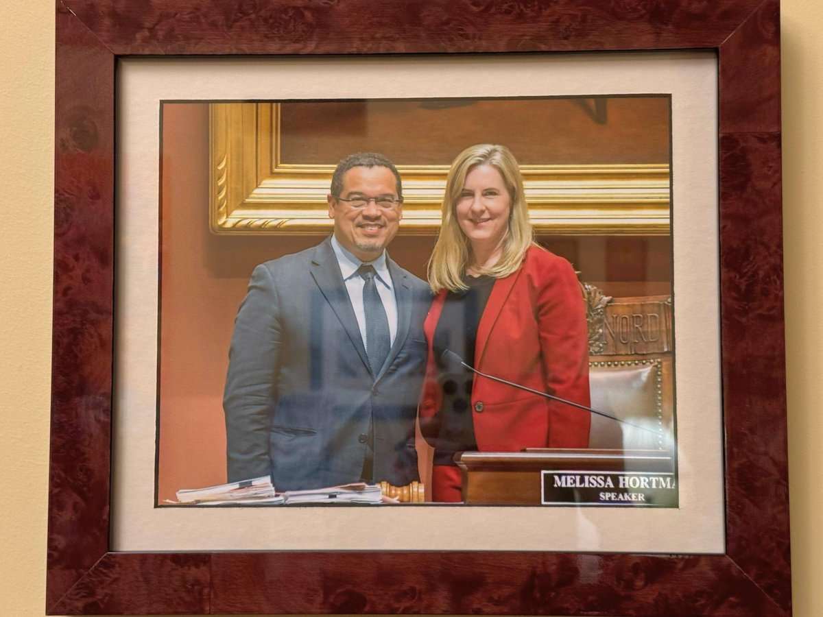 keithellison's tweet photo. A year later, I still find myself thinking about my friend Melissa Hortman.

There's a photo of Melissa hanging in my office. Every day, I walk past it and am reminded of her friendship, her leadership, and the deep love she had for Minnesota and the people she served.

I think about her laugh. I think about her determination. I think about the countless times she brought people together to solve a problem that others thought couldn't be solved.

Melissa believed in people. She believed in public service. She believed that government should work for everyday folks and that we all have a responsibility to make our communities stronger.

Today, we remember Melissa and Mark Hortman and continue to hold Senator John Hoffman, Yvette Hoffman, and Hope Hoffman in our hearts.

At Melissa's memorial, I said that she would expect us to carry on bravely. I believe that as much today as I did then.

The best tribute we can offer is to continue the work she devoted her life to: serving others, treating people with dignity, and building a Minnesota where everyone can thrive.

I miss her every day.