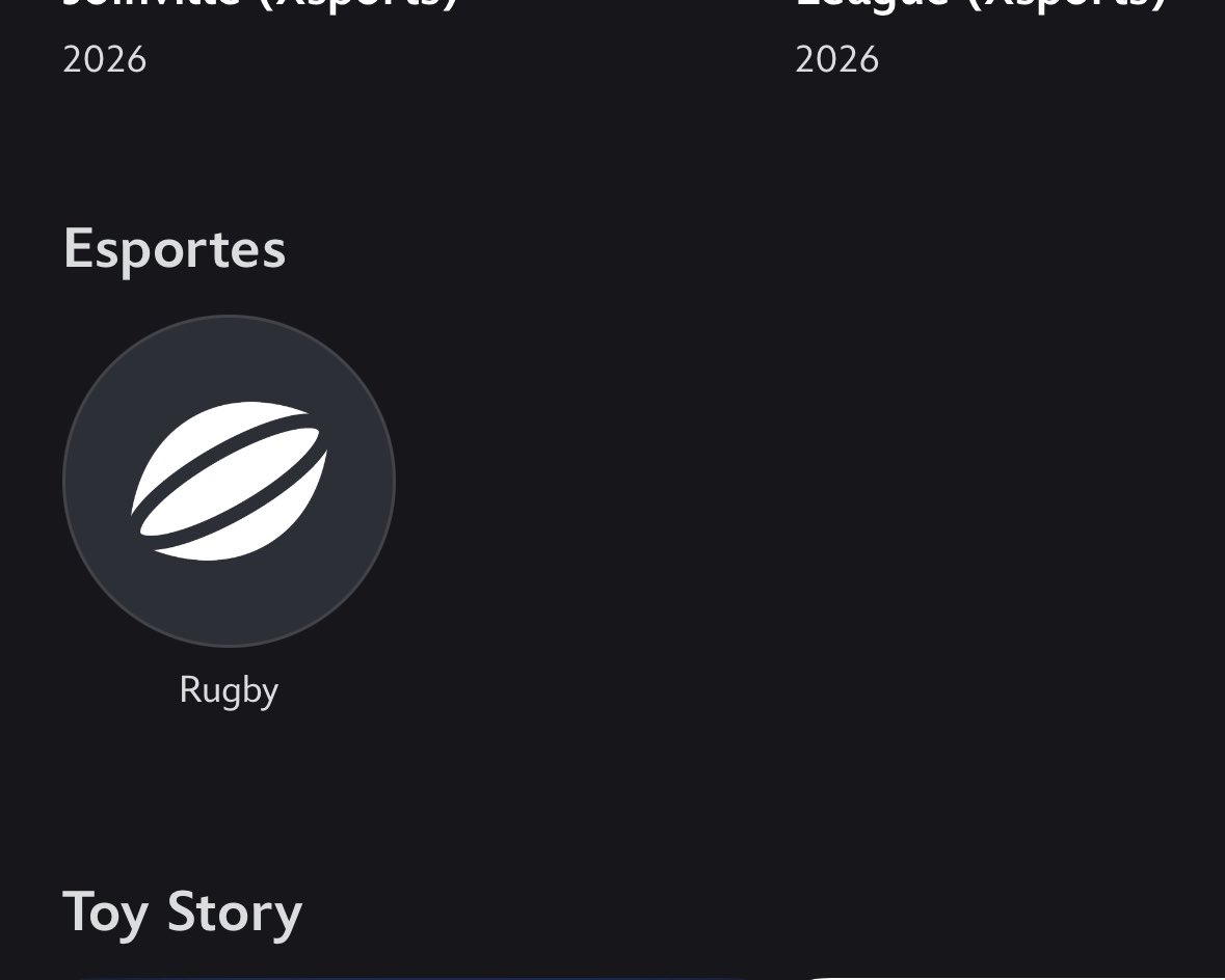curiosibuck's tweet photo. @InfoDisneyHulu Será que não é bug? Porque na tela inicial na parte que aparecem todos os esportes está com bug, mostrando apenas o Rugby. https://t.co/BTyvQka5Vs