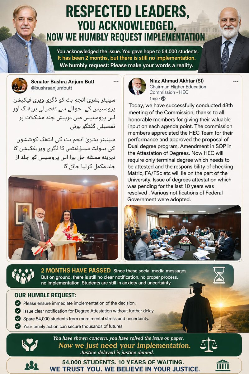 wasif83519's tweet photo. @justice4pimsat @khanzahid458 @PakPMO @CMShehbaz @DPM_PK @EduMinistryPK @SenatePakistan @PresOfPakistan @hecpkofficial @DrNiazAhmadSI @bushraanjumbutt @MIshaqDar50 @SMasroorAhsan @BBhuttoZardari Please save the future of studets 
#AttestOurDegrees #HEC #StudentsFutureAtStake
@PakPMO @CMShehbaz @DPM_PK @EduMinistryPK @SenatePakistan @PresOfPakistan @hecpkofficial @DrNiazAhmadSI @bushraanjumbutt @MIshaqDar50 @SMasroorAhsan @BBhuttoZardari https://t.co/TBnXMSp8Yw