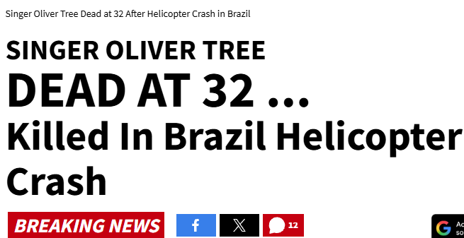 PolycoolApp's tweet photo. Singer Oliver Tree has died in a Helicopter Crash

RIP❤️ https://t.co/AGIzY9It7U