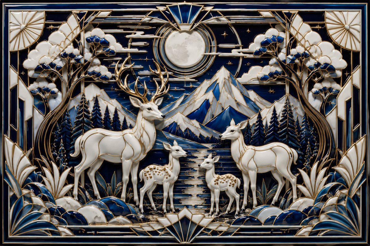 scottielayne's tweet photo. Art Deco Deer Family https://t.co/RZcWnmcXRj