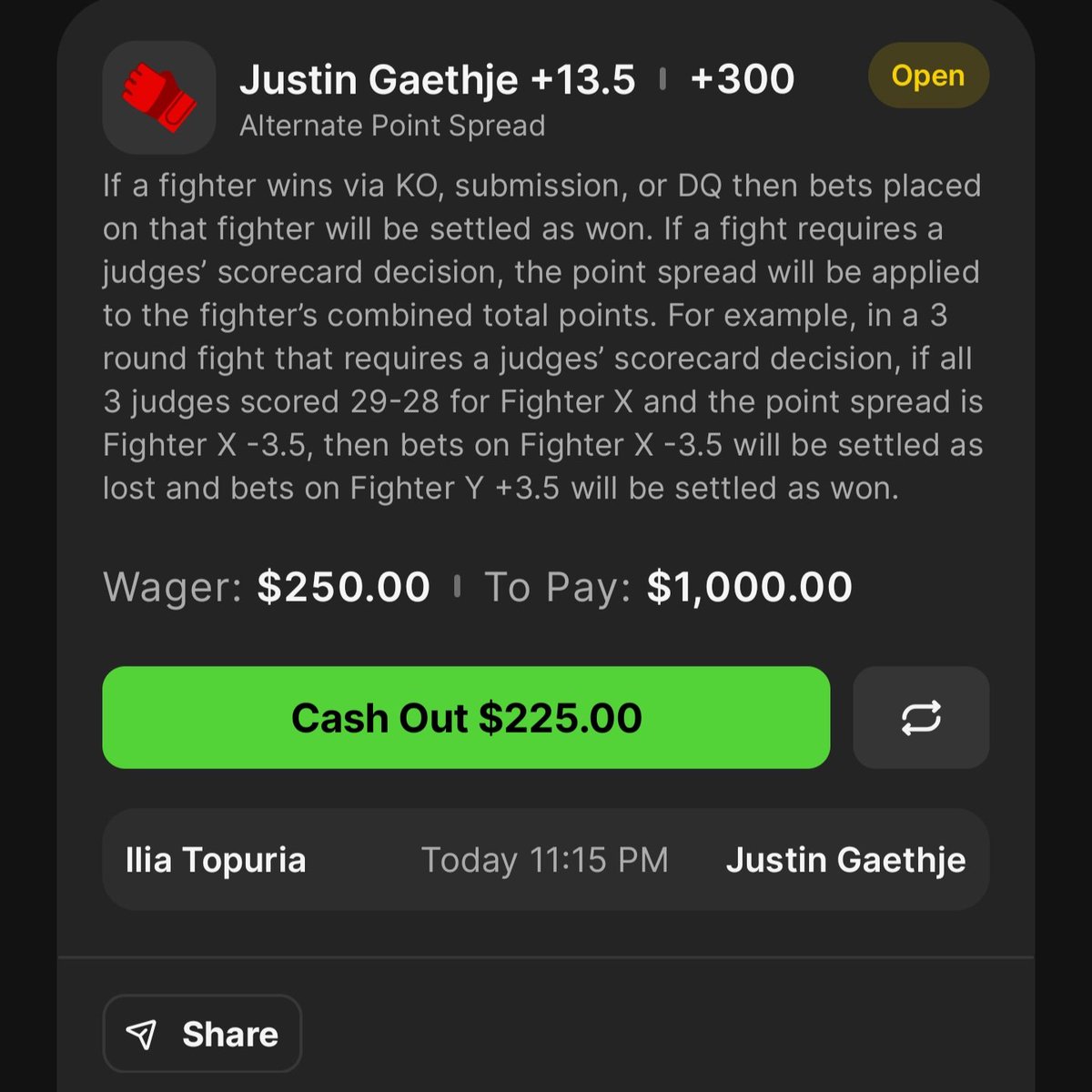 DirtysLocks's tweet photo. ⚠️ REVISION! ⚠️
Gaethje +13.5 is almost the same odds as +5.5 so might as well take the extra points. I'll take the extra protection for slightly less profit any day #UFCWhiteHouse  #UFCFreedom250 #DirtysLocks 🔒 https://t.co/v7EMLADGBr