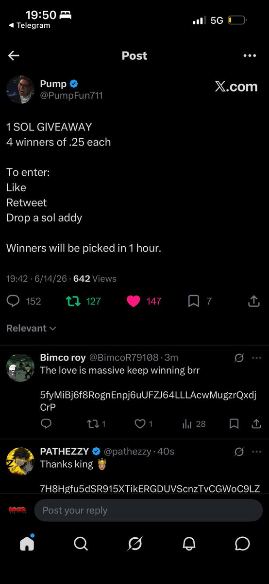 CHIBUZORRR's tweet photo. @PumpFun711 I pray I win 
Never won your giveaway before 

BmZ9mcCWt2Smsc4MrFi9DXeHMRrHZSUsUtD4zxksfBoD

@PumpFun711 😭🙏 https://t.co/IojVDqozjy