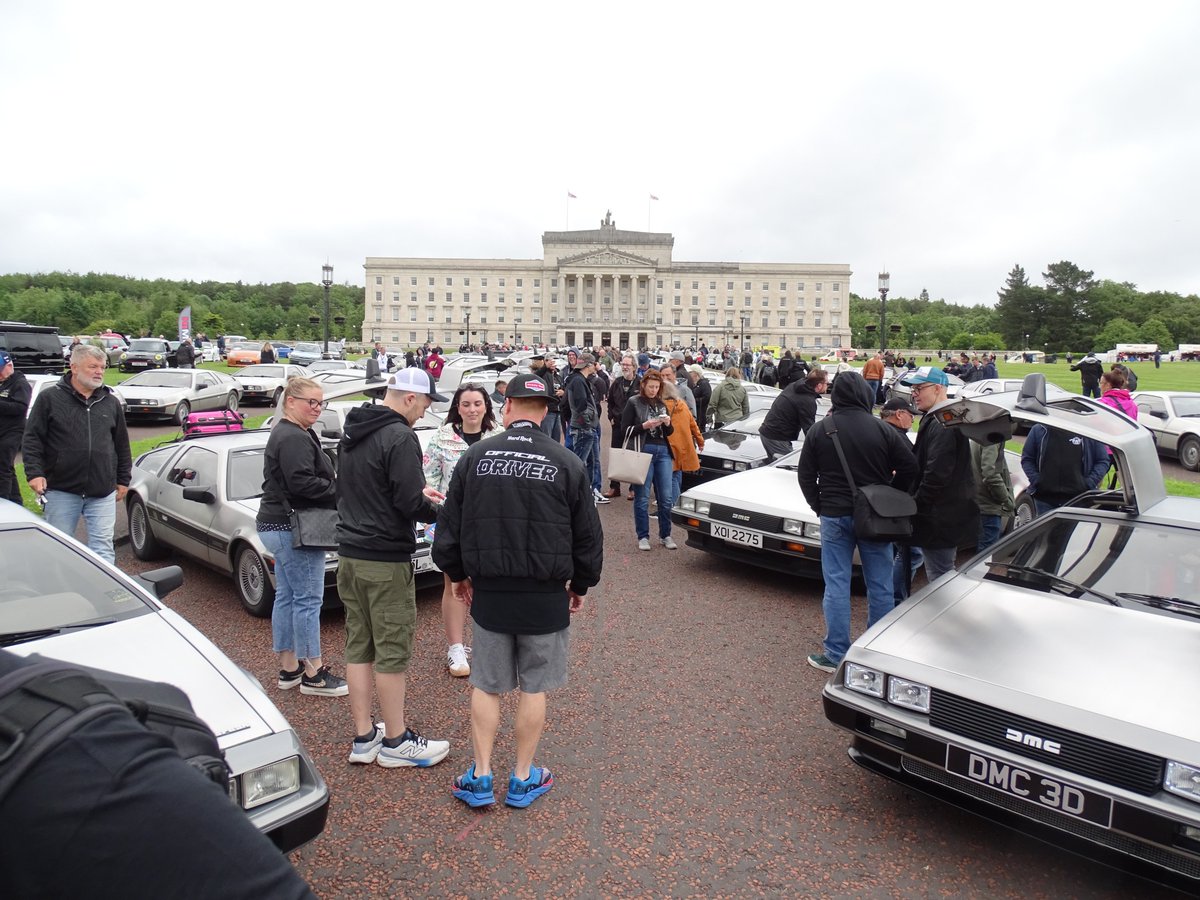 StripeyMiata's tweet photo. DeLoreans of Stormont #DeLorean #EuroFest #DeLoreanRevival #ShotOnSony https://t.co/CdNexkOgKk
