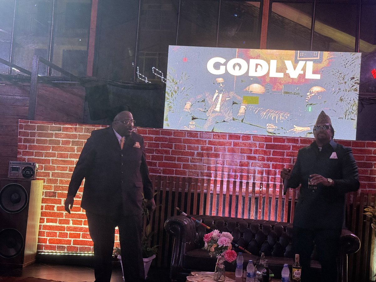 Mugibson's tweet photo. In the function that’s the #GODLVL Listening Party @Silo15_ where the hard guys themselves @TheMithMusic and @naviomusic are treating us to a sumptuous hip hop experience. #TAGEvents https://t.co/y0cEsi73xA