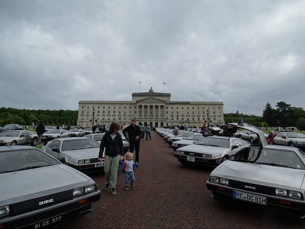 StripeyMiata's tweet photo. DeLoreans of Stormont #DeLorean #EuroFest #DeLoreanRevival #ShotOnSony https://t.co/CdNexkOgKk