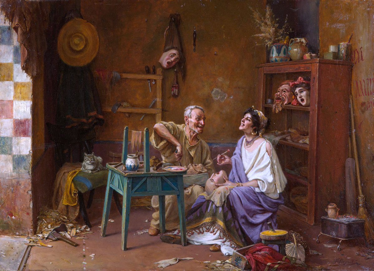 nissnickmich's tweet photo. “En el taller de máscaras”. Obra del pintor decimonónico ruso Pavel Svedomsky #arte #pintura #mascaras #mascara #curiosidades #felizdomingo #14junio https://t.co/BWQ3B3hGPj