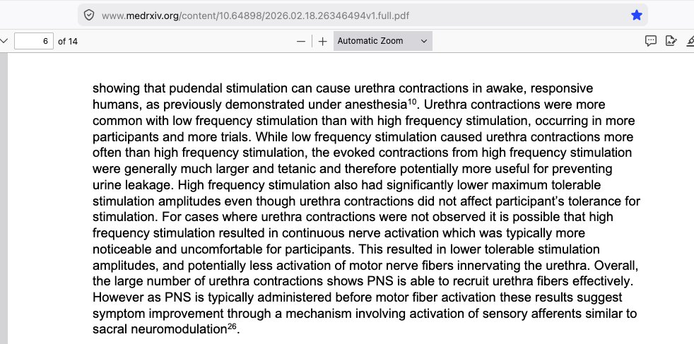crystalshen6's tweet photo. ⚕️ ⚡️📡 Yes urinary function can be stimulated or suppressed/controlled with electromagnetic means. If it can be done with an implantable device (like InterStim), it can be done remotely with directed energy weapons as extremely cruel extrajudicial punishment and torture.

Over the years I've heard various horror stories regarding this in people who were already targeted or appeared targeted. Look for patterns of friends/family members of targets, many will have no idea this can be done to them remotely. 

The attached paper is recent, from 2/23/26. There are many more studies and articles besides this (a quick scan reveals articles as far back at least as the 70s regarding electronic stimulation of associated anatomy). 

It's not something most DEW-targeted individuals (TIs) will probably want to talk about and I'm not inviting or pressuring people to talk about this. I'm just putting it out there that these atrocities are even worse than the public knows regarding abuse of energy weapons. Horrific things are being done with technology not only to people via sexual assaults but also assaults to people's other bodily functions. 
#BeyondHavanaSyndrome